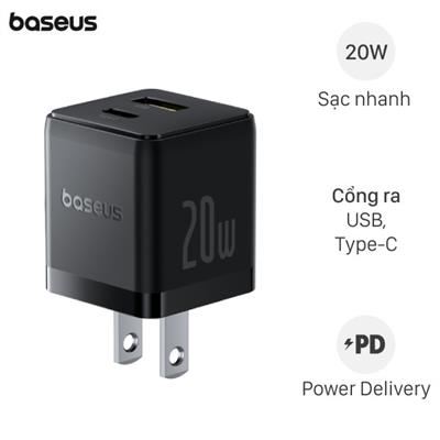 Adapter Sạc 2 cổng Type C PD QC 3.0 20W Baseus Palm CCZC20US