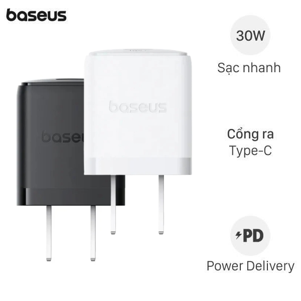 Bộ sạc nhanh Baseus Palm CCZC30CS kèm Cáp Type C - Type C