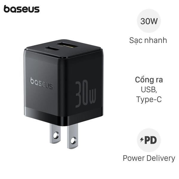 Adapter Sạc 2 cổng Type C PD QC 3.0 30W Baseus Palm CCZC30US