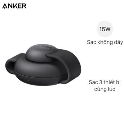 Bộ đế sạc không dây 3 in 1 15W MagGo UFO kèm Adapter Sạc 40W Cáp Type C - Type C 1.5m Anker B25M8