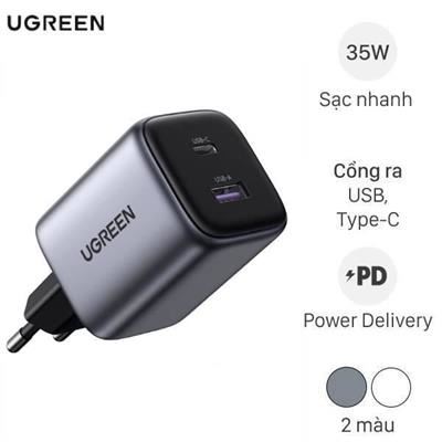 Adapter Sạc 2 cổng USB Type C PD QC 3.0 GaN 35W Ugreen Nexode CD350 15539