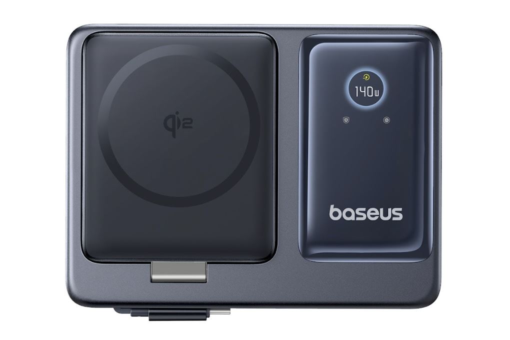 Bộ sạc nhanh 5 cổng USB Type-C Qi2 PD 140W Baseus Nomos CCNMS140 kèm Cáp Type C - Type C Màu Đen