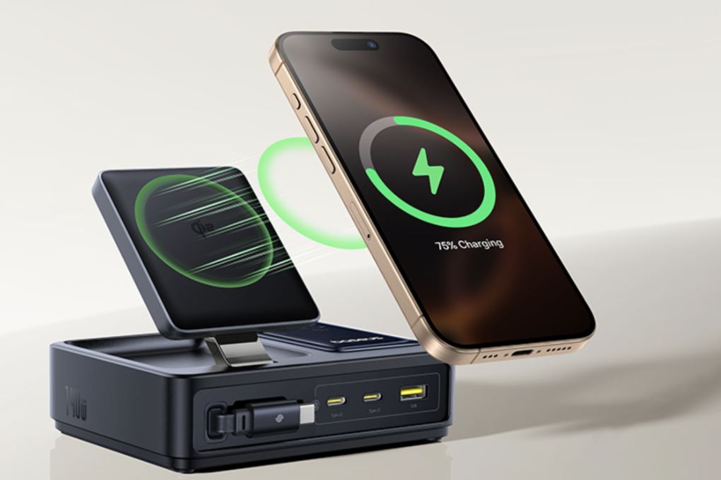 Bộ sạc nhanh 5 cổng USB Type-C Qi2 PD 140W Baseus Nomos CCNMS140 kèm Cáp Type C - Type C Màu Đen