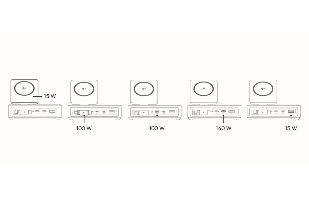 Bộ sạc nhanh 5 cổng USB Type-C Qi2 PD 140W Baseus Nomos CCNMS140 kèm Cáp Type C - Type C Màu Đen