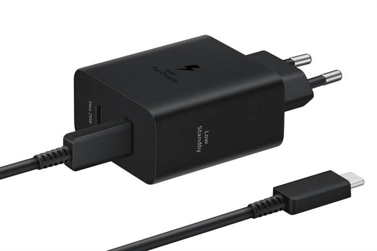 Bộ Adapter sạc 2 cổng kèm cáp Type C - Type C PD 50W Samsung EP-T5020XB Màu Đen