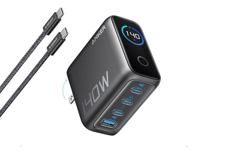 Bộ sạc nhanh 4 cổng USB Type-C 140W Anker Zolo B2697 kèm Cáp Type C - Type C Màu Đen
