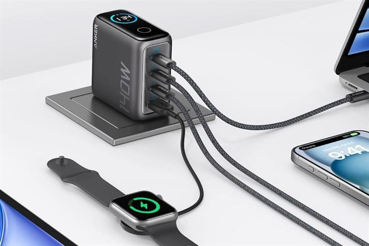 Bộ sạc nhanh 4 cổng USB Type-C 140W Anker Zolo B2697 kèm Cáp Type C - Type C Màu Đen