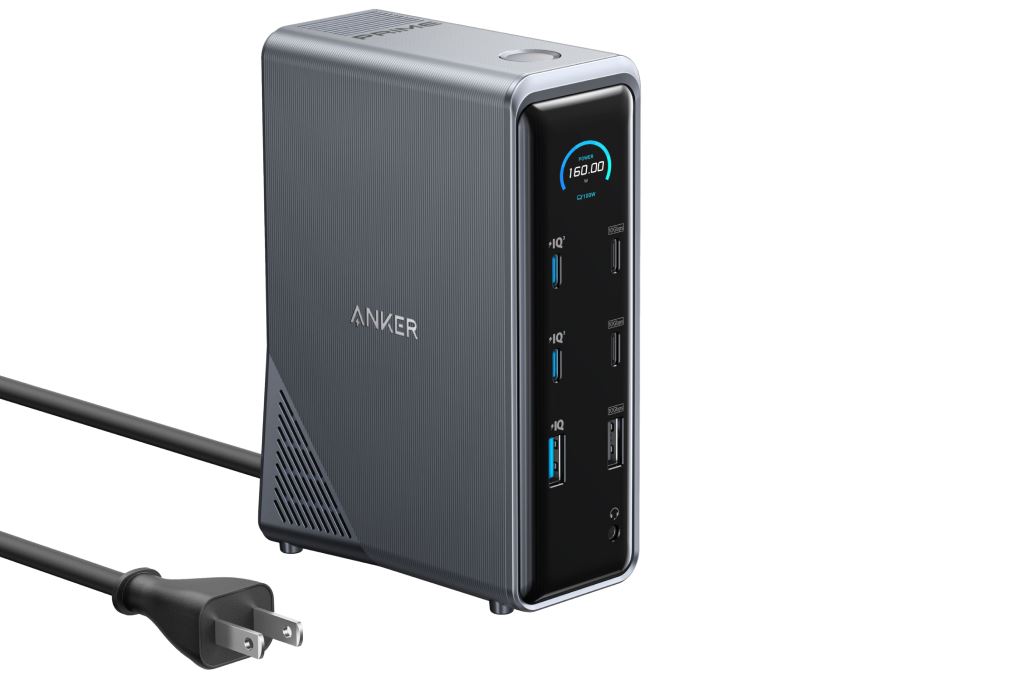 Bộ sạc nhanh chuyển đổi 14-in-1 160W Dual Display Anker A83B6 kèm Cáp Type C - Type C Màu Xám