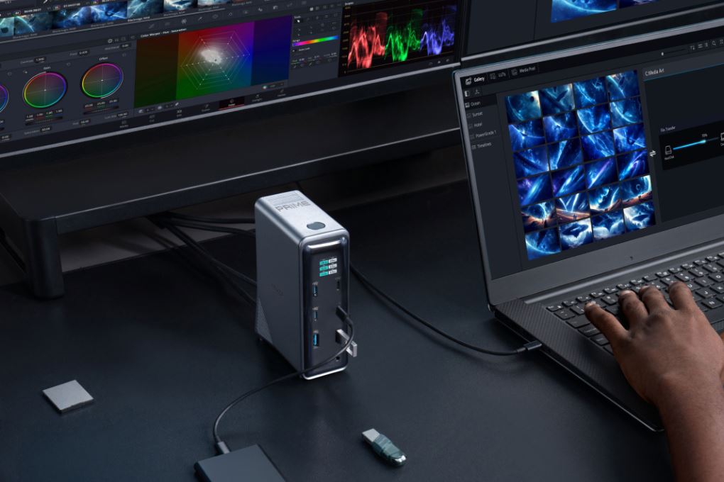 Bộ sạc nhanh chuyển đổi 14-in-1 160W Dual Display Anker A83B6 kèm Cáp Type C - Type C Màu Xám