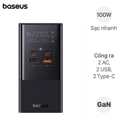 Adapter Sạc 6 cổng PowerCombo Tower Power Strip GaN 100W Baseus CCGAN100-S2ACE