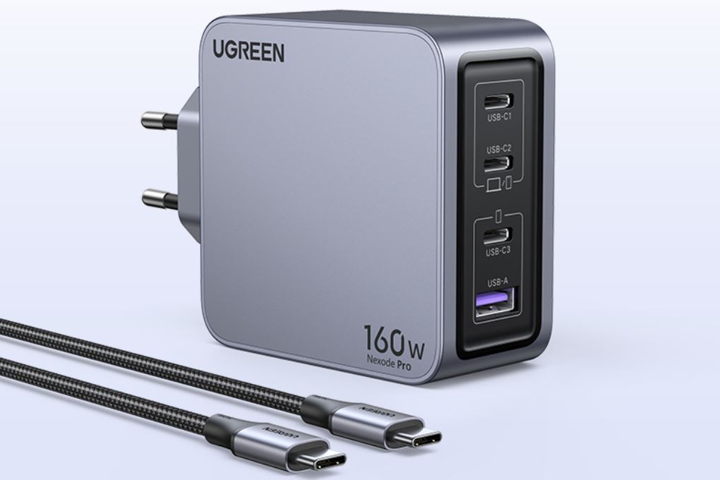 Bộ Adapter Sạc 4 cổng USB Type C PD 3.0 GaN 160W kèm Cáp Type C - Type C 1.5m Ugreen Nexode Pro X763 25877 - Sạc cùng lúc nhiều thiết bị