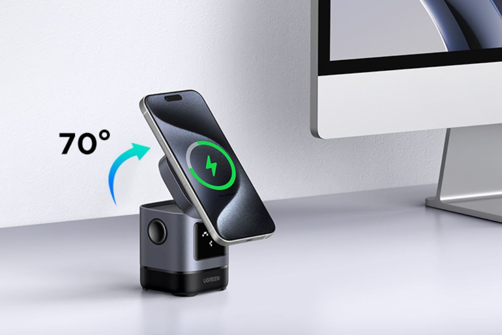 Đế sạc không dây 2 in 1 Qi2 15W Magnetic Ugreen W709 45775 kèm Cáp Type C - Type C - 7