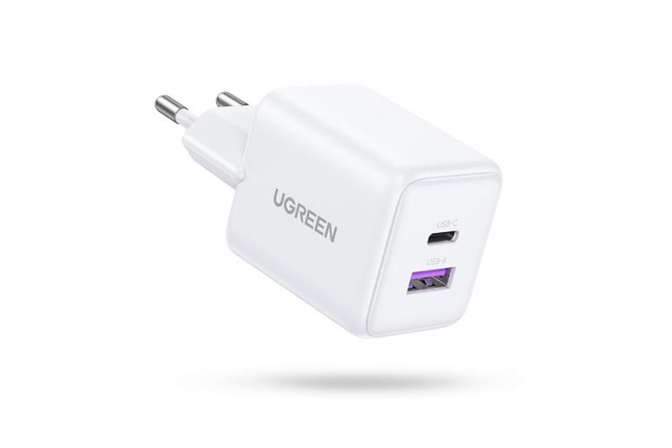 Adapter Sạc 2 cổng Type C PD 3.0 QC 3.0 GaN 30W Ugreen X516 Màu Trắng