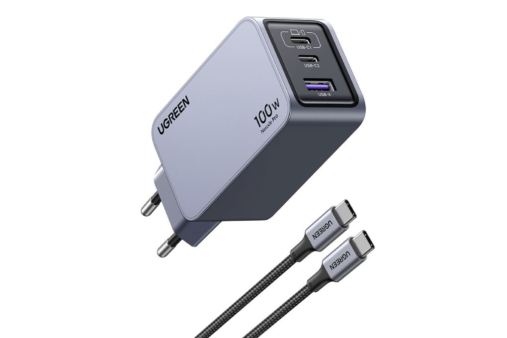 Sạc nhanh 3 cổng USB Type C PD 100W Ugreen Nexode Pro X757 25874 kèm Cáp Type C - Type C Màu Xám