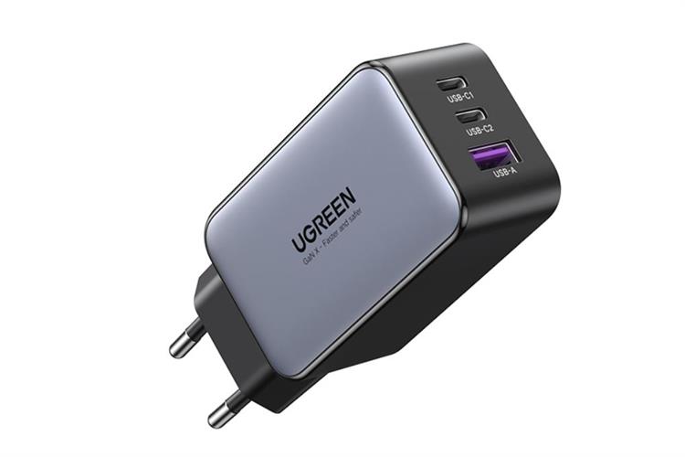Adapter Sạc 3 cổng USB Type C PD 3.0 QC 3.0 GaN 65W Ugreen CD244 10335 Màu Xám