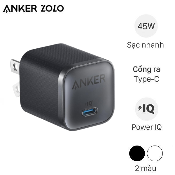 Adapter Sạc Type C IQ3 GaN 45W Anker Nano A2692