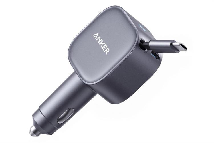 Sạc xe hơi Type C IQ3 75W Anker Nano A2738 kèm Cáp Dây rút Type C 45W Màu Xám