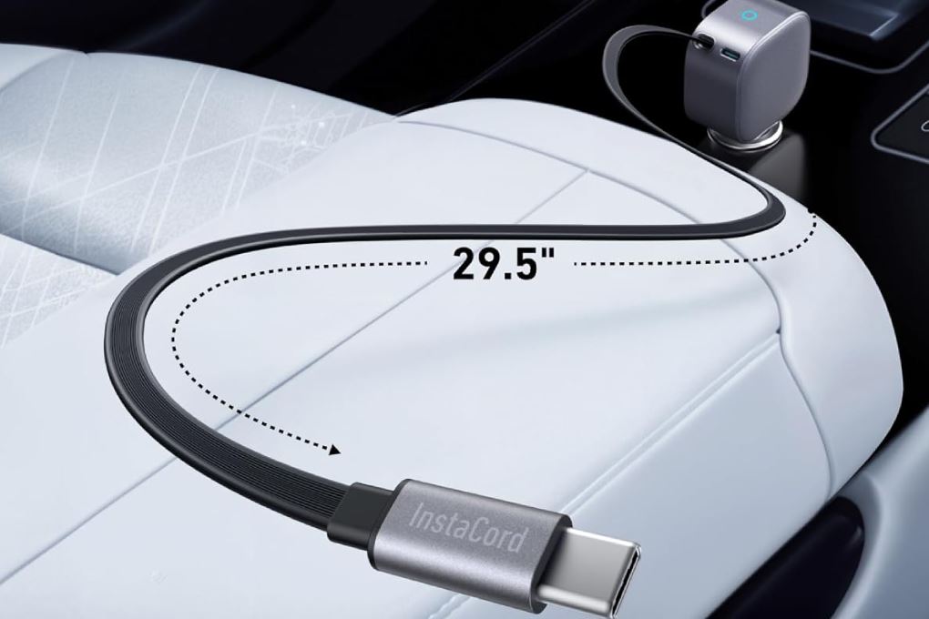 Sạc nhanh xe hơi Type-C 75W Anker Nano A2738 kèm Cáp Dây rút Type C Màu Xám