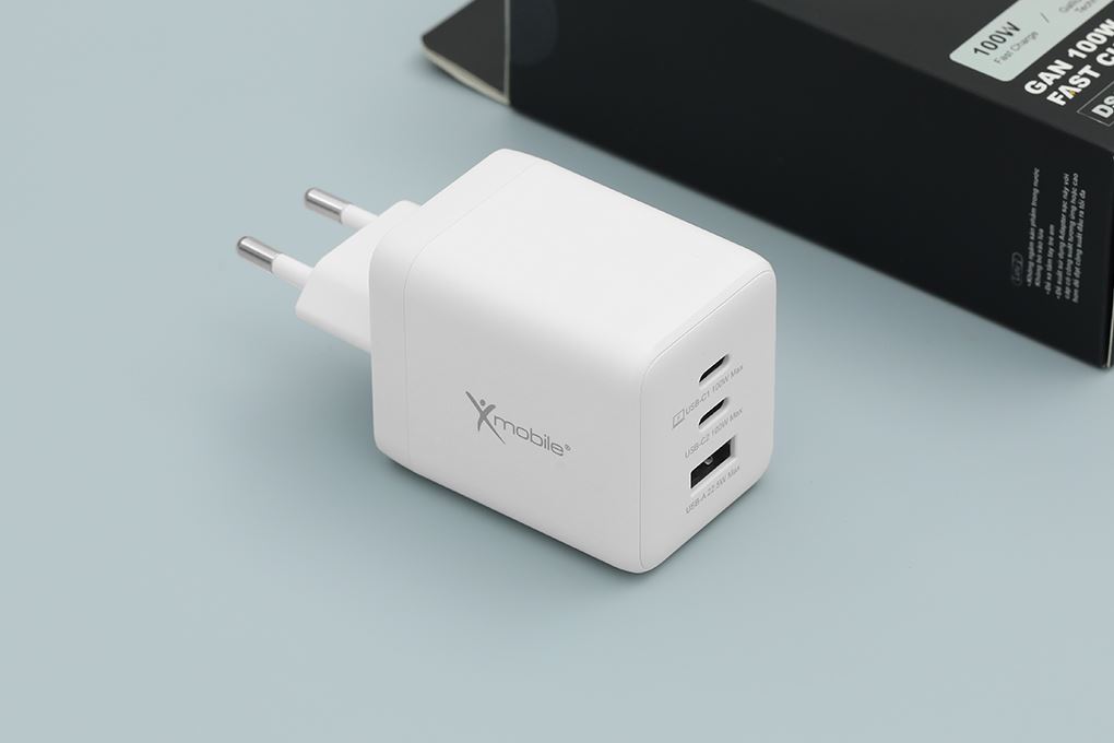 Sạc nhanh 3 cổng USB Type-C QC3.0 PD 100W Xmobile DS260A Màu Trắng