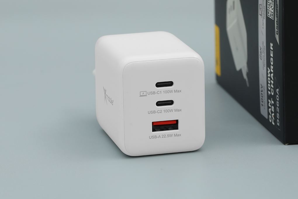 Sạc nhanh 3 cổng USB Type-C QC3.0 PD 100W Xmobile DS260A Màu Trắng