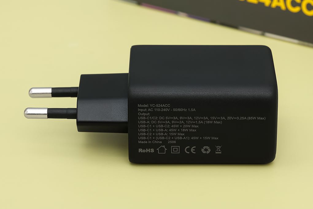 Sạc nhanh 3 cổng USB Type-C QC3.0 PD 65W Xmobile YC-524ACC - 7