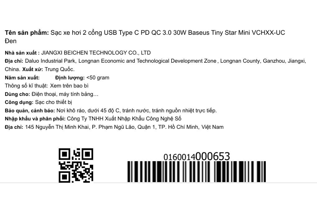 Sạc nhanh xe hơi 2 cổng USB Type-C PD QC 3.0 30W Baseus Tiny Star Mini VCHXX-UC Màu Đen