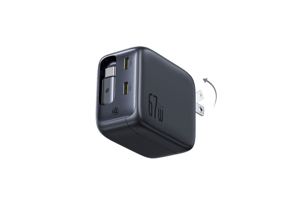 Bộ sạc nhanh 3 cổng Type-C PD 67W Baseus EnerCore CJ11 E0120H kèm cáp dây rút Type C Màu Đen
