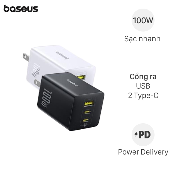 Sạc nhanh 3 cổng Baseus EnerFill FE11 CCXFK100CS
