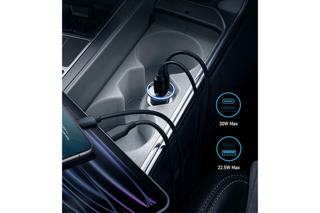 Sạc nhanh xe hơi 2 cổng USB Type-C 52.5W Anker A2735 Màu Đen