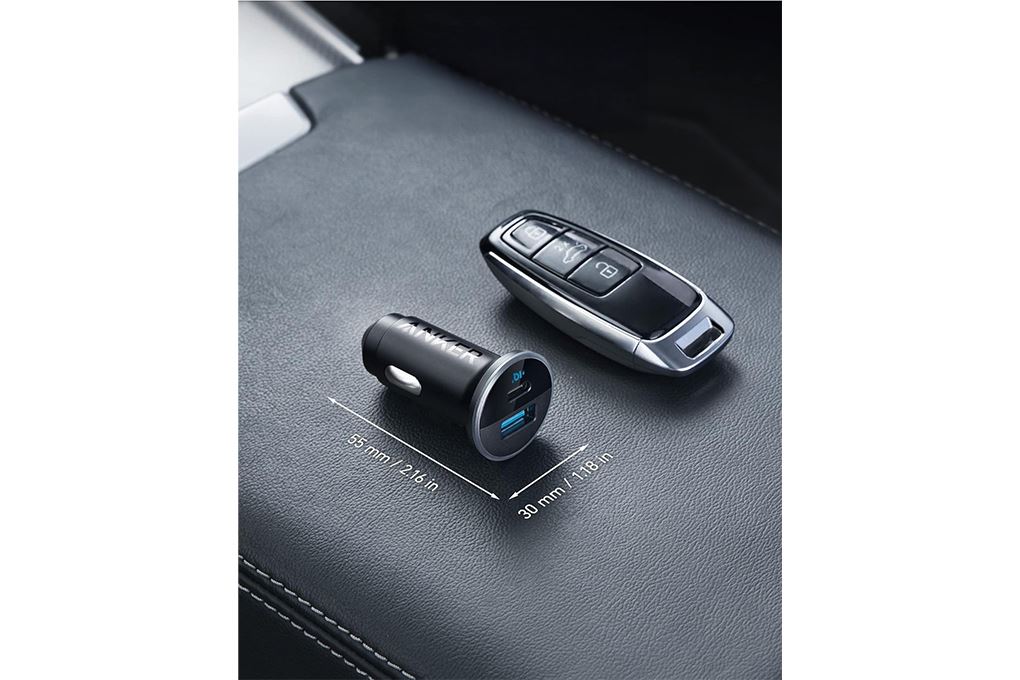 Sạc nhanh xe hơi 2 cổng USB Type-C 52.5W Anker A2735 Màu Đen