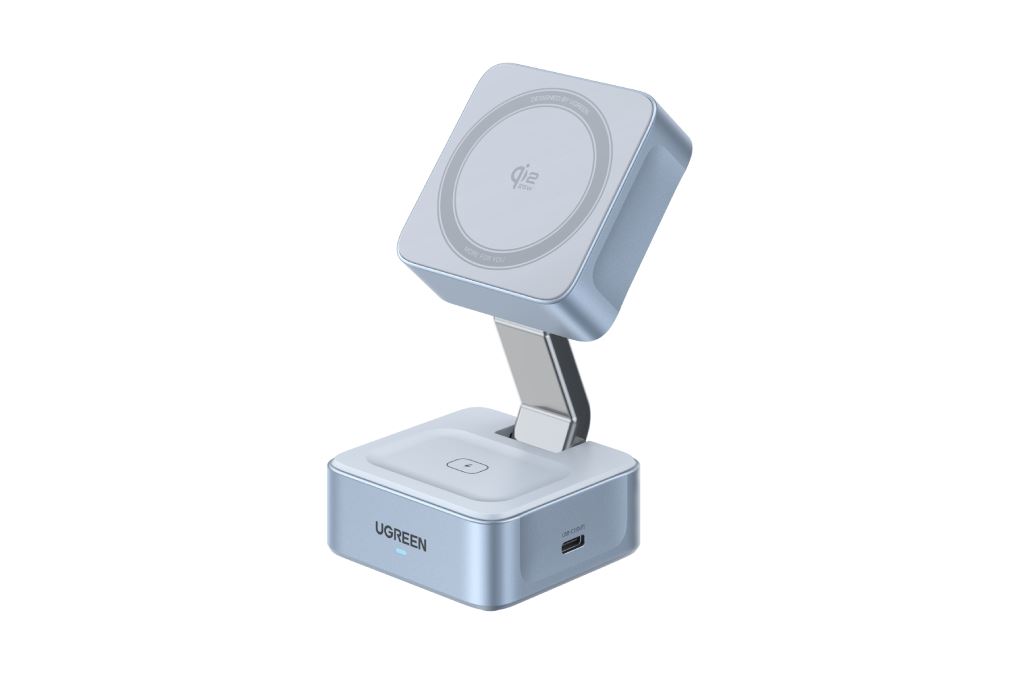 Đế sạc nhanh không dây 2 in 1 Qi2.2 25W Magnetic Ugreen Magflow W752 55960B Màu Xám