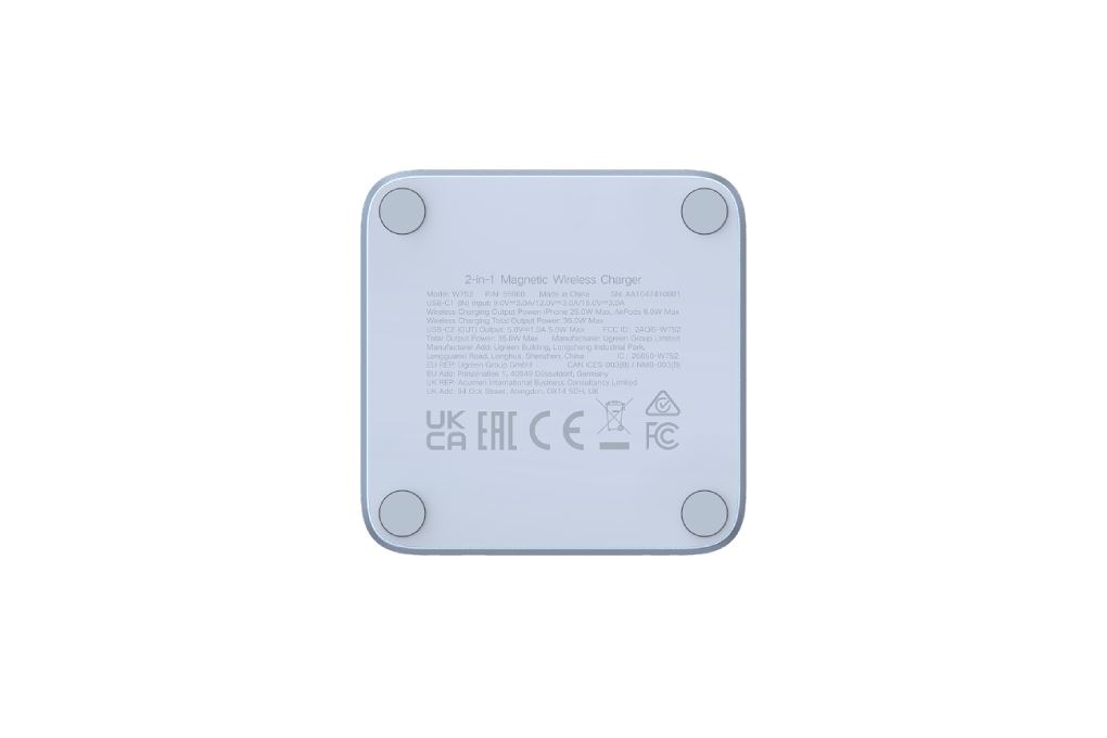 Đế sạc nhanh không dây 2 in 1 Qi2.2 25W Magnetic Ugreen Magflow W752 55960B Màu Xám