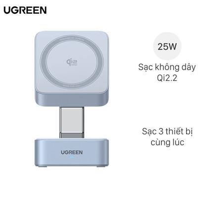 Đế sạc nhanh không dây 2 in 1 Qi2.2 25W Magnetic Ugreen Magflow W752 55960B