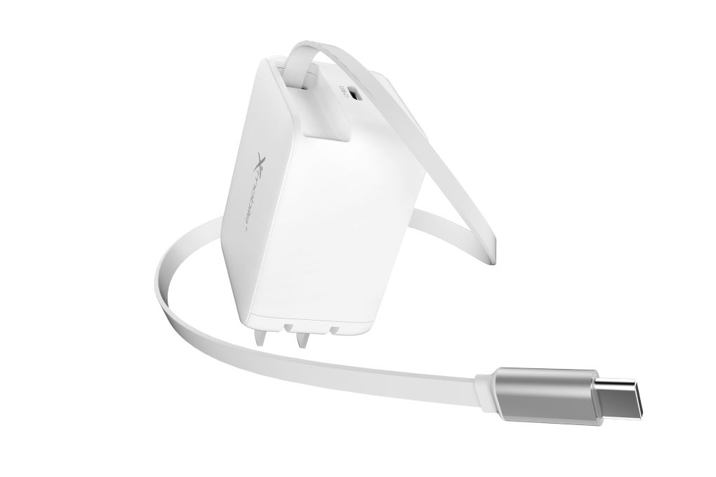 Sạc nhanh 2 cổng Type-C PD 67W Xmobile DS810C kèm cáp dây rút Type C Màu Trắng