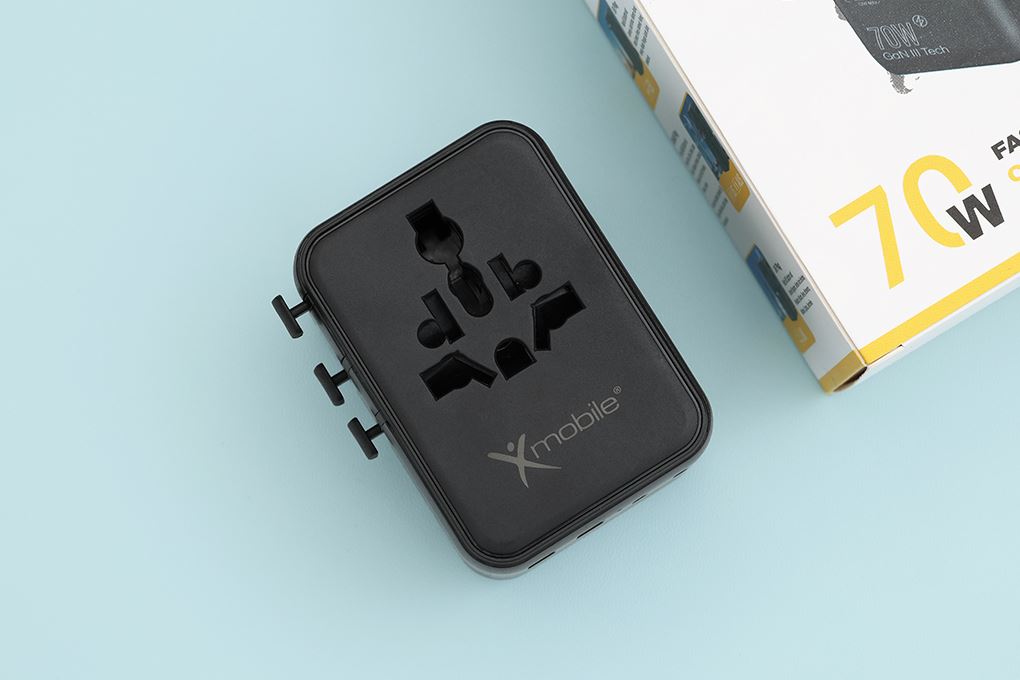 Sạc nhanh 5 cổng USB Type-C PD GaN3 70W Xmobile 1006SDVR Màu Đen