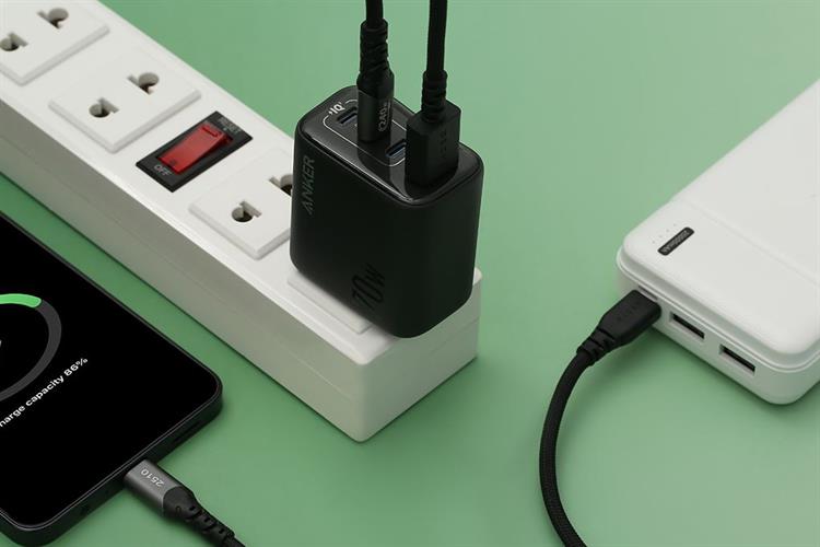 Sạc nhanh 4 cổng USB Type-C PD 70W Anker Zolo A121C Màu Đen