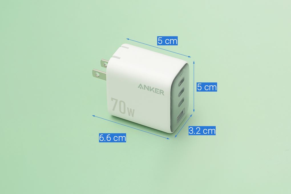 Sạc nhanh 4 cổng USB Type-C PD 70W Anker Zolo A121C Màu Trắng