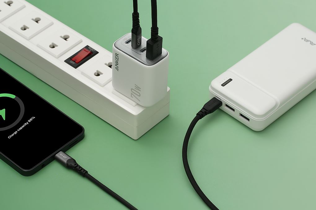 Sạc nhanh 4 cổng USB Type-C PD 70W Anker Zolo A121C Màu Trắng