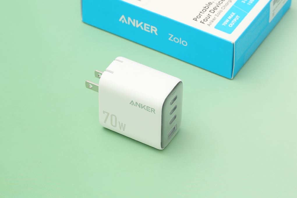 Sạc nhanh 4 cổng USB Type-C PD 70W Anker Zolo A121C Màu Trắng