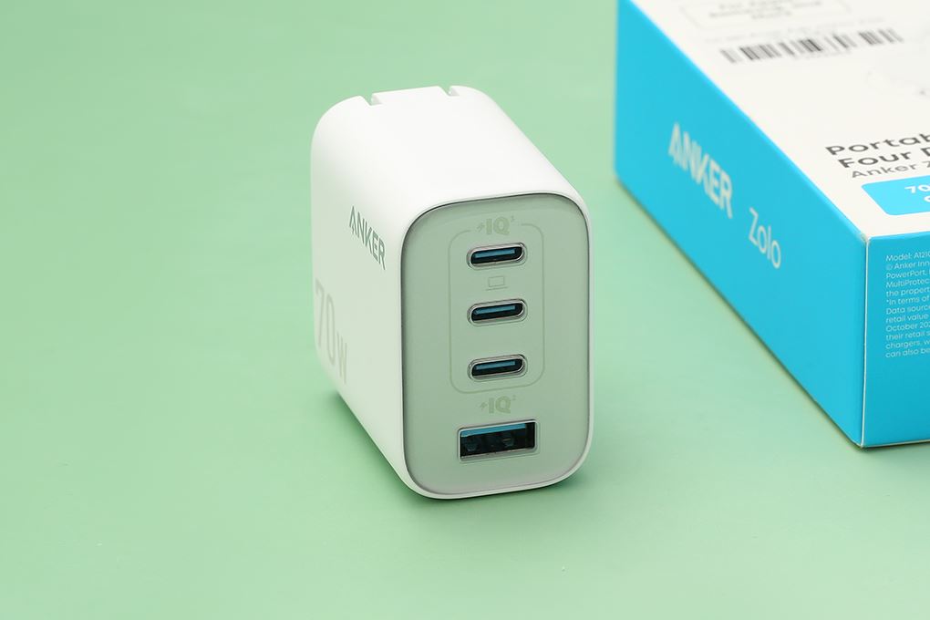 Sạc nhanh 4 cổng USB Type-C PD 70W Anker Zolo A121C Màu Trắng