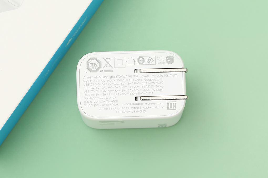 Sạc nhanh 4 cổng USB Type-C PD 70W Anker Zolo A121C Màu Trắng