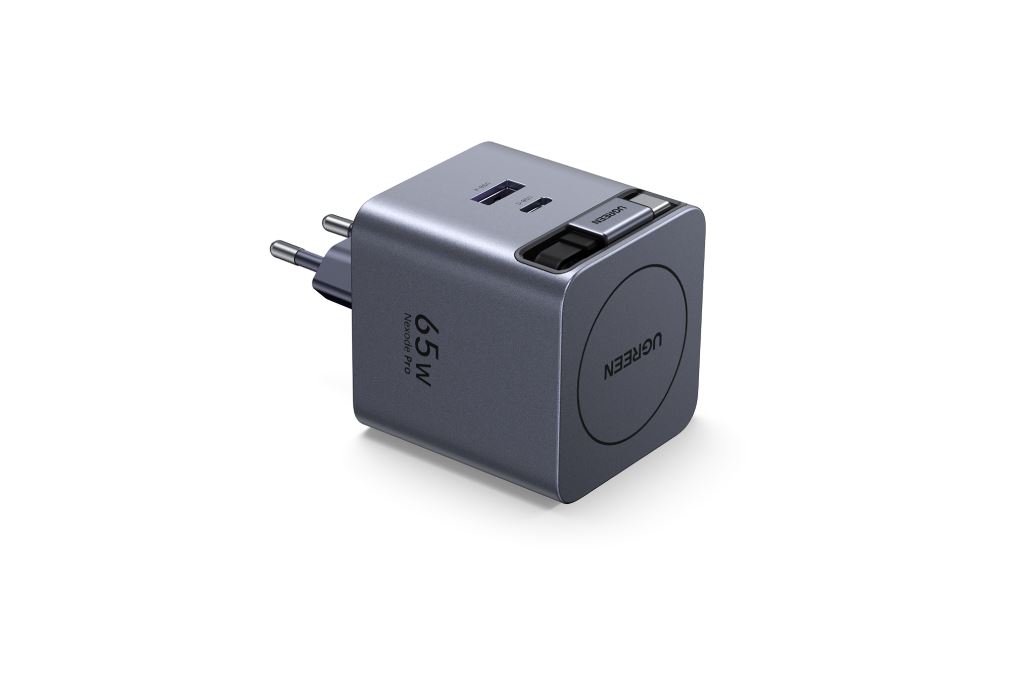 Sạc nhanh 3 cổng USB Type-C  PD 45W Ugreen Nexode Pro X614 kèm cáp dây rút Type C Màu Xám