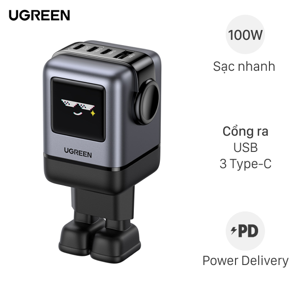Sạc nhanh 4 cổng Ugreen Robot Uno X688 45515B