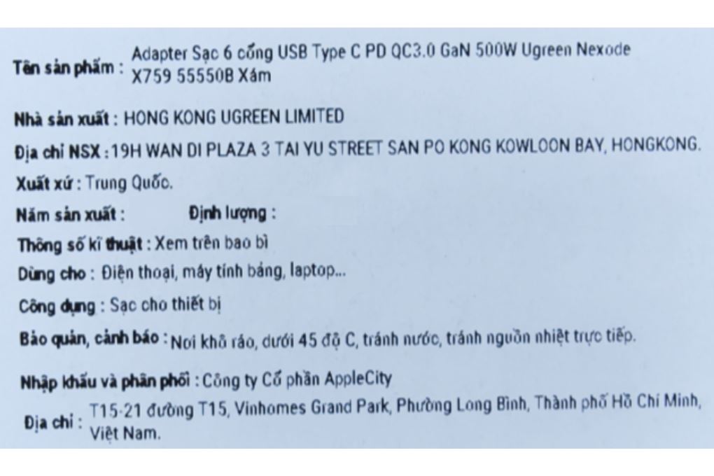 Sạc nhanh 6 cổng USB Type-C PD 500W Ugreen Nexode X759 55550B - 10