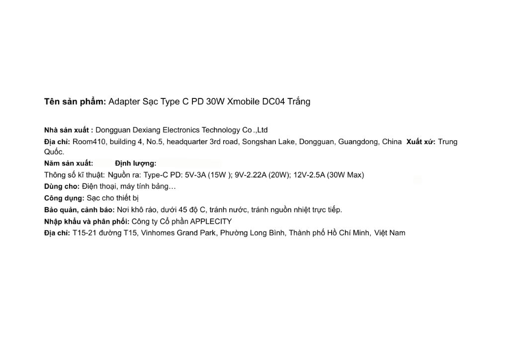 Sạc nhanh Type-C PD 30W Xmobile DC04 - 11