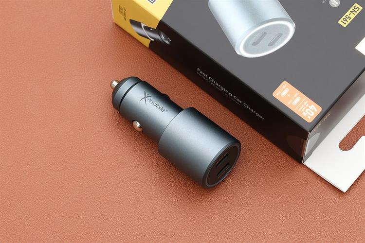 Sạc xe hơi 2 cổng Type C PD 35W Xmobile SN-561 Màu Xám đậm