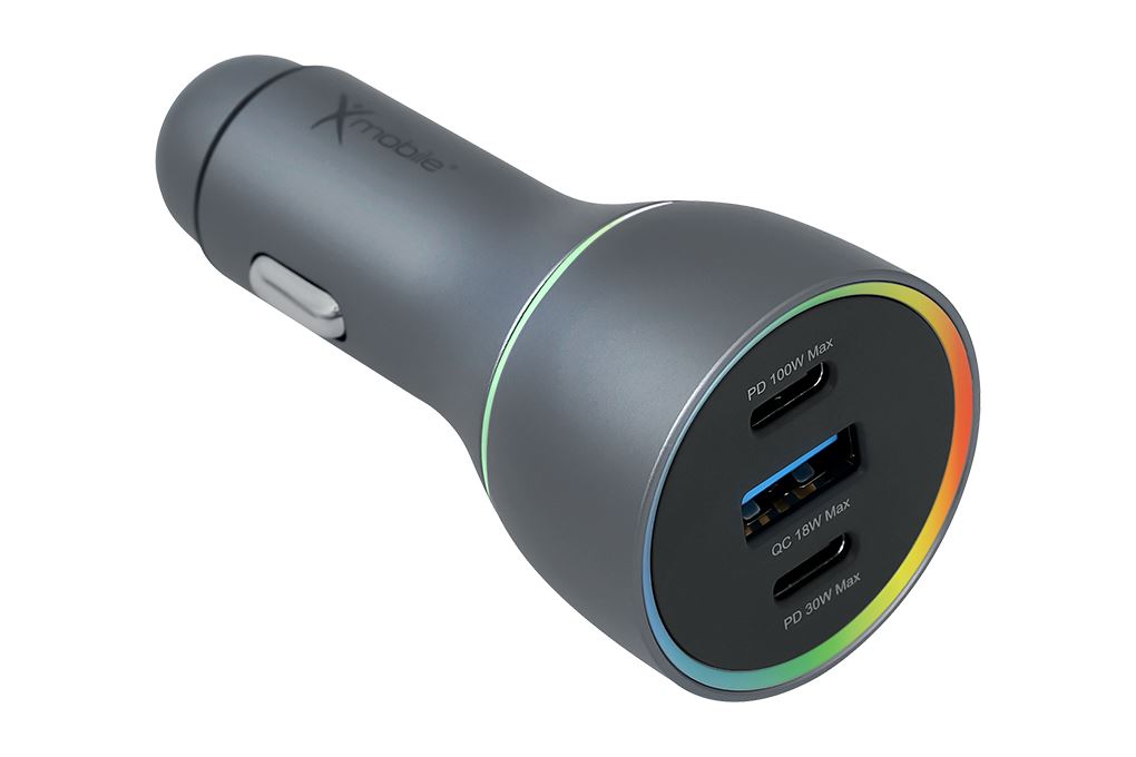 Sạc xe hơi 3 cổng Type C PD QC 3.0 100W Xmobile SN-610 Màu Xám đậm