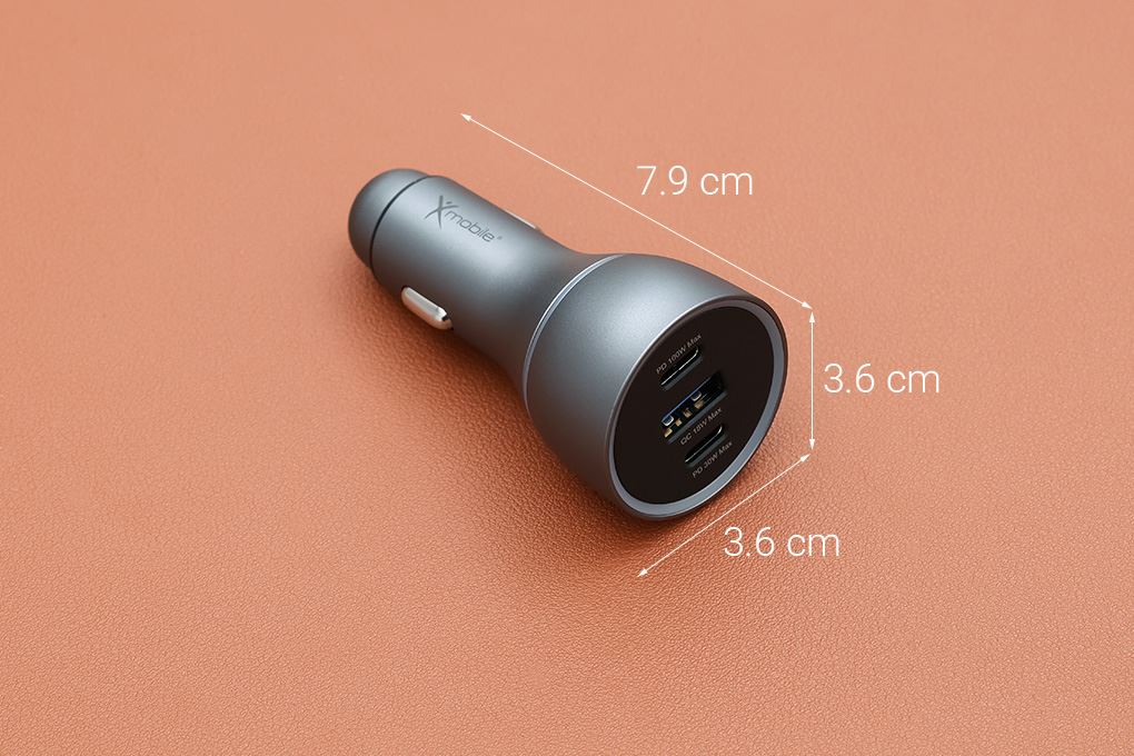 Sạc xe hơi 3 cổng Type C PD QC 3.0 100W Xmobile SN-610 Màu Xám đậm