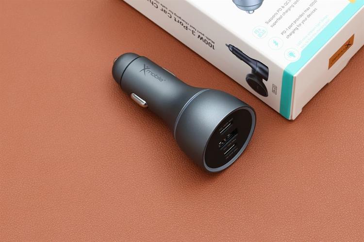 Sạc xe hơi 3 cổng Type C PD QC 3.0 100W Xmobile SN-610 Màu Xám đậm