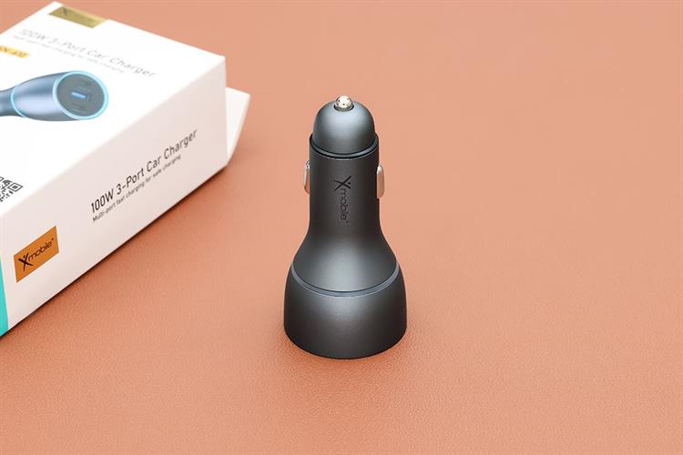 Sạc xe hơi 3 cổng Type C PD QC 3.0 100W Xmobile SN-610 Màu Xám đậm